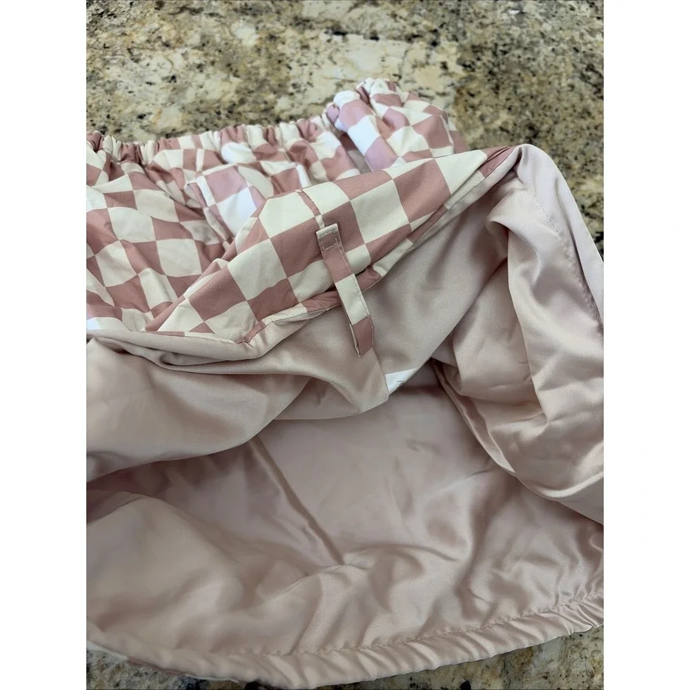 Kitsch Satin Lined Flexi Shower Cap Womens OS Terracotta Checker Satin Lined